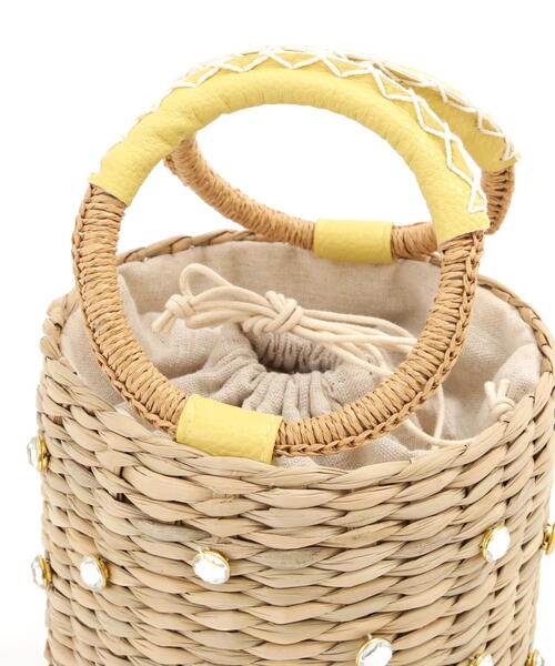 FREE'S MART（フリーズマート）の「◆ビジュー付きかごトート（かごバッグ・レディース・イエロー・ﾌﾘ-）」の11枚目の写真