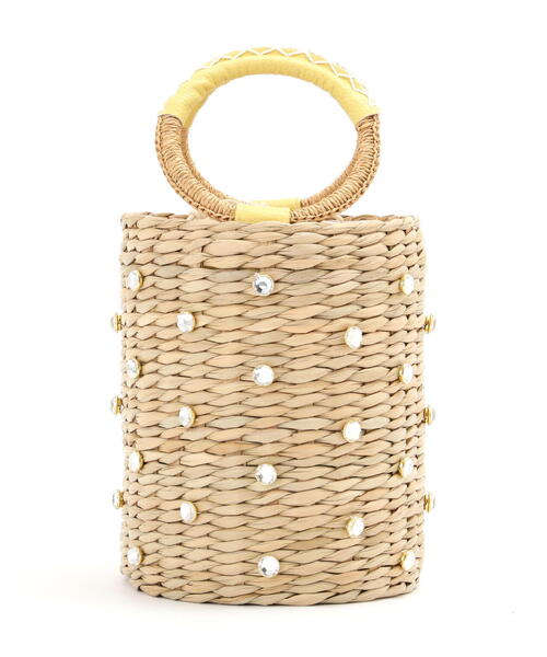 FREE'S MART（フリーズマート）の「◆ビジュー付きかごトート（かごバッグ・レディース・イエロー・ﾌﾘ-）」の2枚目の写真