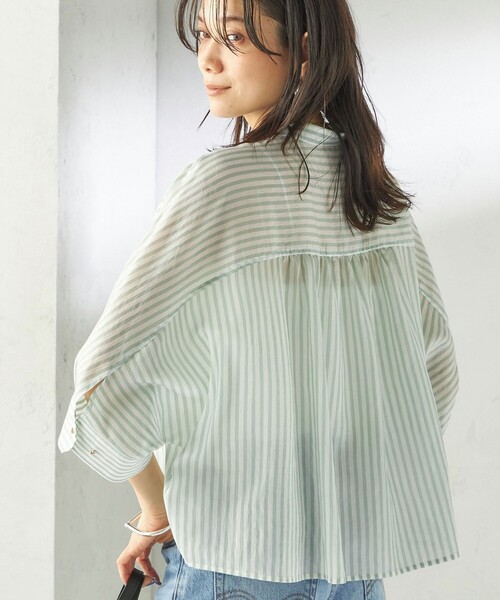 SHIPS(シップス)の「〈手洗い可能〉シルク混 シアー 羽織 シャツ(シャツ/ブラウス・レディース・ブルー/カーキ/オフホワイト/ブラック/ブラウン/ライトブラウン/オレンジ系/ピンク系/ライトカーキ/ライトグリーン・ONE SIZE)」の1枚目の写真