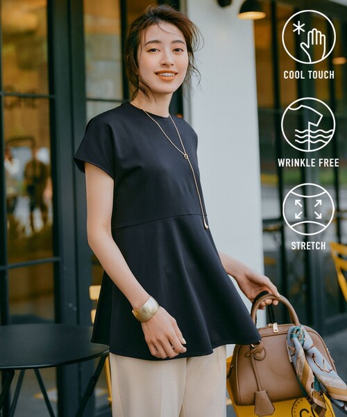 UNFILO(アンフィーロ)の「BEAUTY FORM ペプラムTシャツ(Tシャツ/カットソー・レディース・ホワイト系/グレー系/ベージュ系2/ネイビー系2/サックスブルー系/イエロー系/ブラック系・X-LARGE/XX-LARGE)」の3枚目の写真