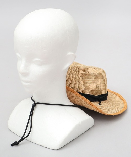 ReqHatter（レックハッター）の「ラフィア 細編み ワイドブリム ブレードハット（ハット・メンズ・ブラック/ベージュ・FREE）」の15枚目の写真