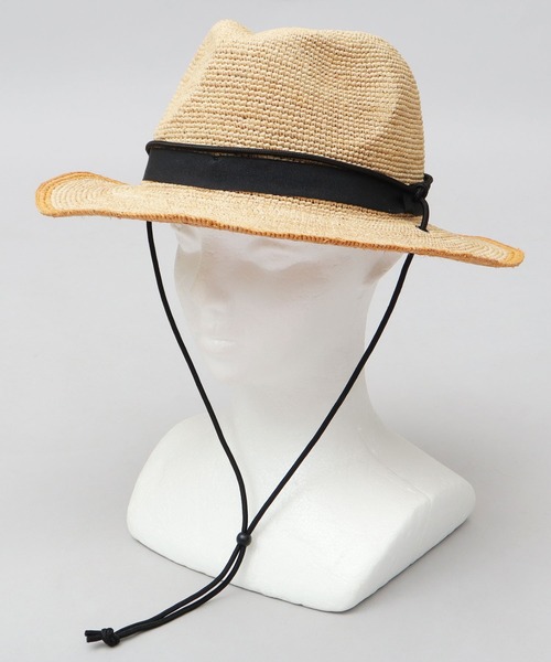 ReqHatter（レックハッター）の「ラフィア 細編み ワイドブリム ブレードハット（ハット・メンズ・ブラック/ベージュ・FREE）」の16枚目の写真