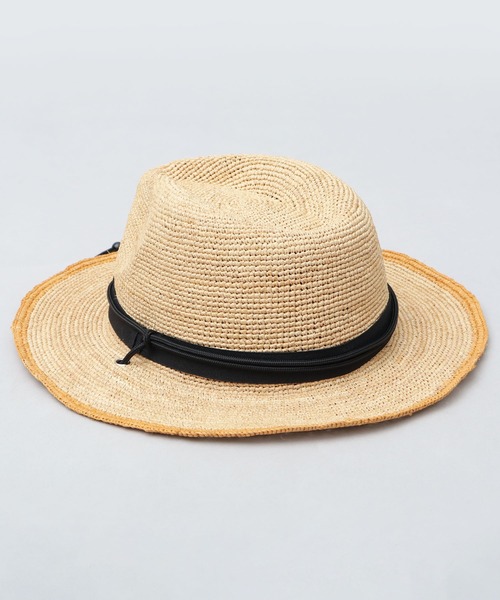 ReqHatter（レックハッター）の「ラフィア 細編み ワイドブリム ブレードハット（ハット・メンズ・ブラック/ベージュ・FREE）」の22枚目の写真