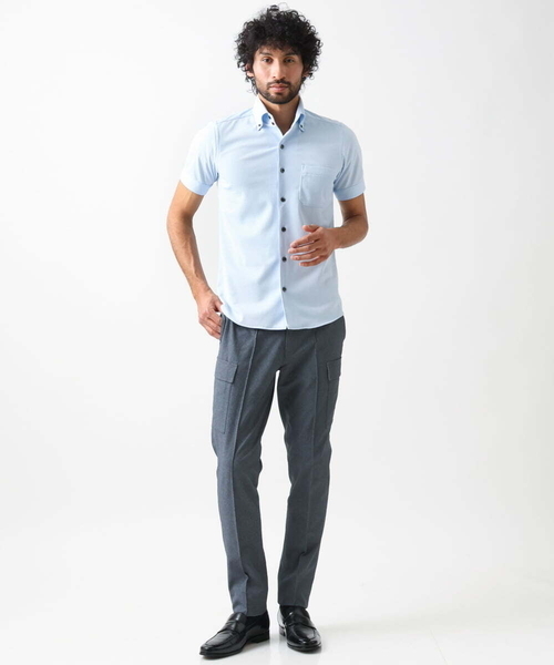MICHEL KLEIN HOMME (ミッシェルクランオム)の「【2024年モデル】《日本製》イージーケアドレス半袖シャツ(シャツ/ブラウス・メンズ・ホワイト/ライトブルー/ネイビー・MEDIUM/LARGE/X-LARGE)」の4枚目の写真
