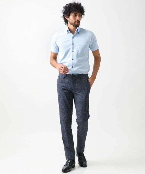 MICHEL KLEIN HOMME (ミッシェルクランオム)の「【2024年モデル】《日本製》イージーケアドレス半袖シャツ(シャツ/ブラウス・メンズ・ホワイト/ライトブルー/ネイビー・MEDIUM/LARGE/X-LARGE)」の5枚目の写真