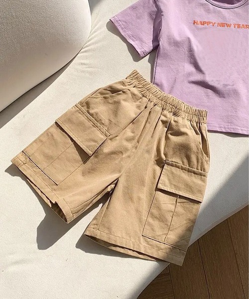 Bambin（ボンバン）の「【 Bambin / ボンバン 】 カーゴ ハーフパンツ（カーゴパンツ・キッズ・ベージュ/パープル/マスタード/グリーン/チャコールグレー・100/110/120/130/140）」の3枚目の写真