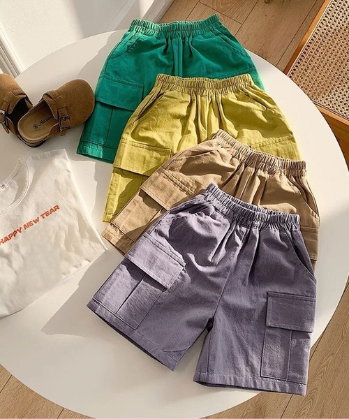 Bambin（ボンバン）の「【 Bambin / ボンバン 】 カーゴ ハーフパンツ（カーゴパンツ・キッズ・ベージュ/パープル/マスタード/グリーン/チャコールグレー・100/110/120/130/140）」の4枚目の写真