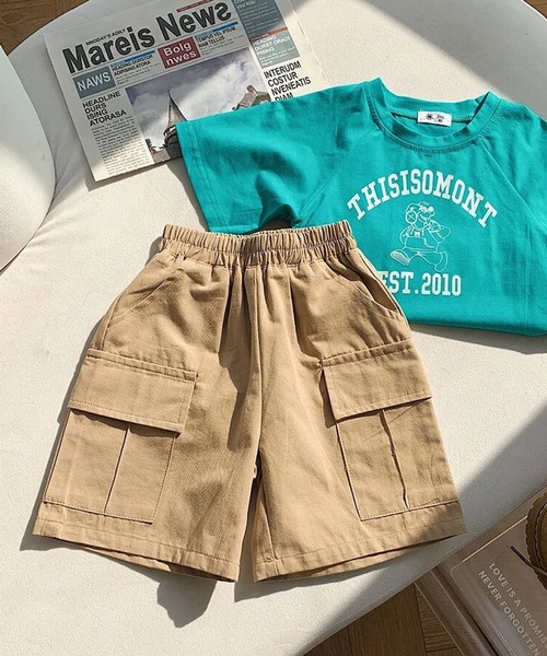 Bambin（ボンバン）の「【 Bambin / ボンバン 】 カーゴ ハーフパンツ（カーゴパンツ・キッズ・ベージュ/パープル/マスタード/グリーン/チャコールグレー・100/110/120/130/140）」の7枚目の写真