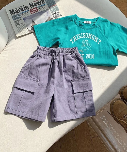 Bambin（ボンバン）の「【 Bambin / ボンバン 】 カーゴ ハーフパンツ（カーゴパンツ・キッズ・ベージュ/パープル/マスタード/グリーン/チャコールグレー・100/110/120/130/140）」の8枚目の写真