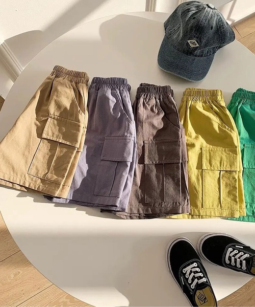 Bambin（ボンバン）の「【 Bambin / ボンバン 】 カーゴ ハーフパンツ（カーゴパンツ・キッズ・ベージュ/パープル/マスタード/グリーン/チャコールグレー・100/110/120/130/140）」の12枚目の写真