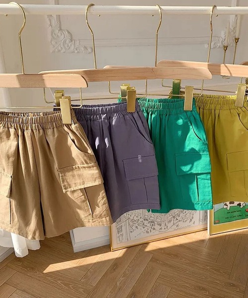 Bambin（ボンバン）の「【 Bambin / ボンバン 】 カーゴ ハーフパンツ（カーゴパンツ・キッズ・ベージュ/パープル/マスタード/グリーン/チャコールグレー・100/110/120/130/140）」の17枚目の写真