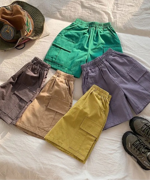 Bambin（ボンバン）の「【 Bambin / ボンバン 】 カーゴ ハーフパンツ（カーゴパンツ・キッズ・ベージュ/パープル/マスタード/グリーン/チャコールグレー・100/110/120/130/140）」の15枚目の写真