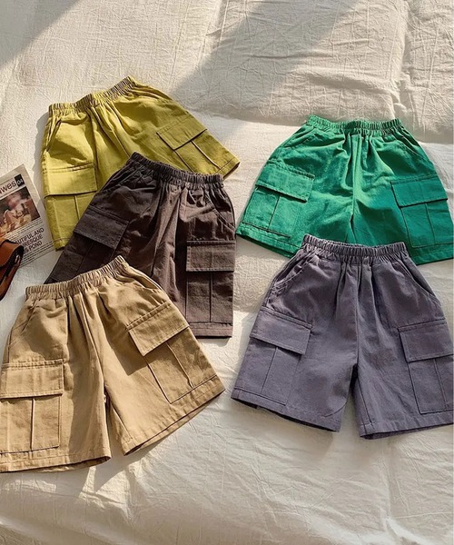 Bambin（ボンバン）の「【 Bambin / ボンバン 】 カーゴ ハーフパンツ（カーゴパンツ・キッズ・ベージュ/パープル/マスタード/グリーン/チャコールグレー・100/110/120/130/140）」の16枚目の写真
