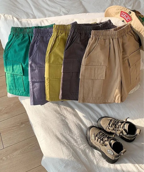 Bambin（ボンバン）の「【 Bambin / ボンバン 】 カーゴ ハーフパンツ（カーゴパンツ・キッズ・ベージュ/パープル/マスタード/グリーン/チャコールグレー・100/110/120/130/140）」の14枚目の写真