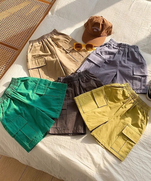 Bambin（ボンバン）の「【 Bambin / ボンバン 】 カーゴ ハーフパンツ（カーゴパンツ・キッズ・ベージュ/パープル/マスタード/グリーン/チャコールグレー・100/110/120/130/140）」の10枚目の写真