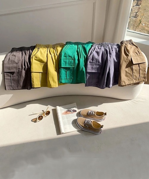 Bambin（ボンバン）の「【 Bambin / ボンバン 】 カーゴ ハーフパンツ（カーゴパンツ・キッズ・ベージュ/パープル/マスタード/グリーン/チャコールグレー・100/110/120/130/140）」の13枚目の写真