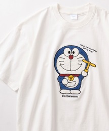 【Doraemon/ドラえもん】ドラえもん&ジャイアン BIGサガラ刺繍デザイン ワイドシルエット クルーネックTシャツ/半袖Tシャツ