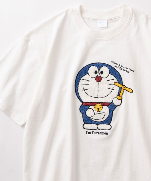 make a ray!(メイク ア レイ!)の「【Doraemon/ドラえもん】ドラえもん&ジャイアン BIGサガラ刺繍デザイン ワイドシルエット クルーネックTシャツ/半袖Tシャツ(Tシャツ/カットソー・レディース・グレイッシュブルー/ブラック/ホワイト/マスタード・M/L)」の2枚目の写真
