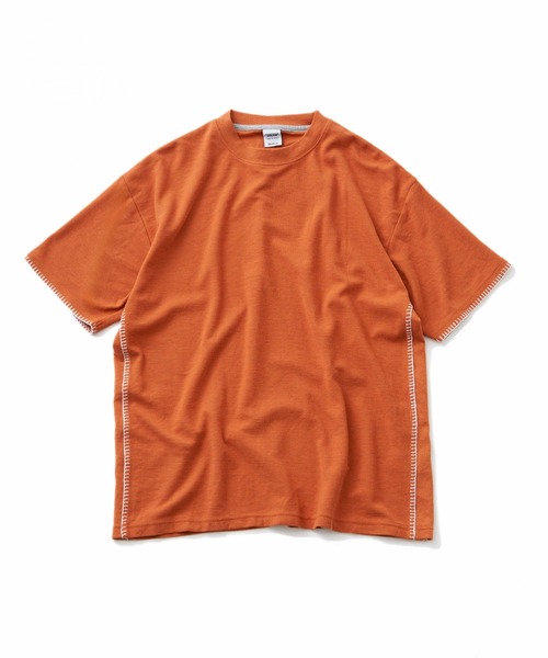 NO NEED(ノーニード)の「サカリバステッチ オーバーサイズTシャツ(Tシャツ/カットソー・メンズ・オレンジ/ブラック/ホワイト・M/L)」の1枚目の写真