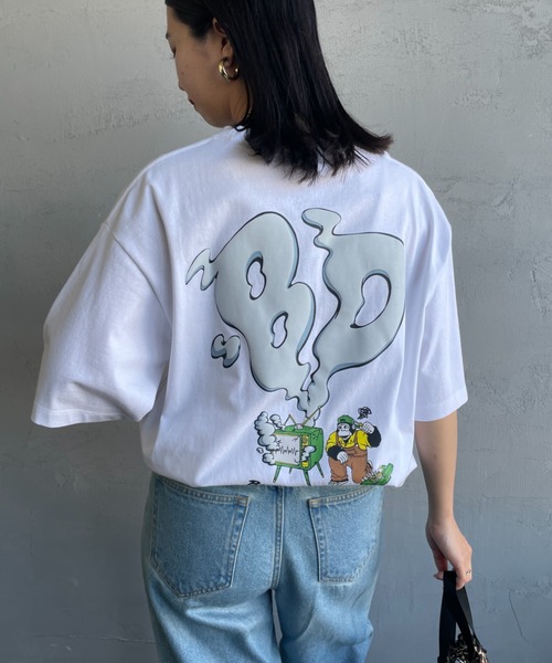 BEN DAVIS（ベンデイビス）の「[BEN DAVIS/ベンデイビス] SMOKING TV バックプリントショートスリーブTシャツ（Tシャツ/カットソー・レディース・チャコールグレー/ダークグリーン/ホワイト・M/L/XL）」の13枚目の写真