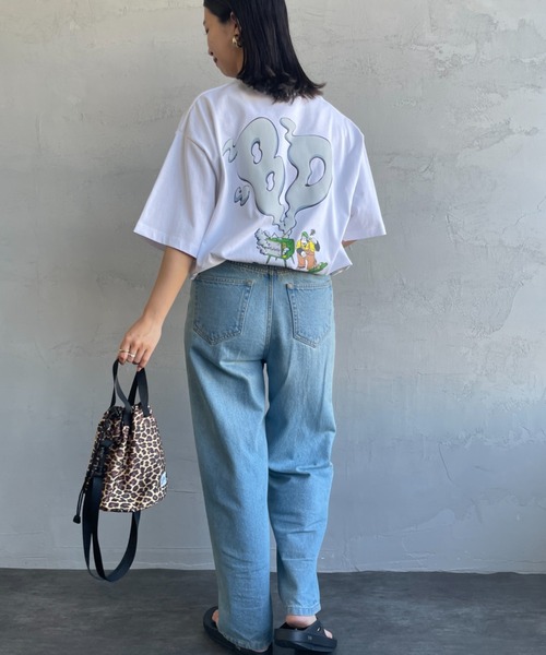 BEN DAVIS（ベンデイビス）の「[BEN DAVIS/ベンデイビス] SMOKING TV バックプリントショートスリーブTシャツ（Tシャツ/カットソー・レディース・チャコールグレー/ダークグリーン/ホワイト・M/L/XL）」の7枚目の写真
