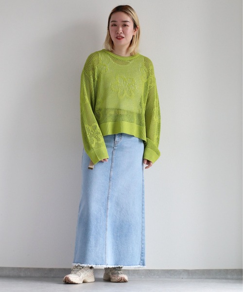 cepo(セポ)の「フラワージャガードスカシアミニット(ニット/セーター・レディース・オレンジ/ライム/オフホワイト・M)」の15枚目の写真