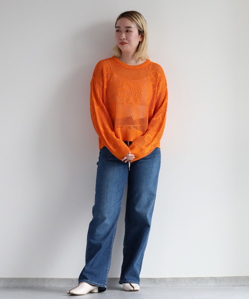 cepo(セポ)の「フラワージャガードスカシアミニット(ニット/セーター・レディース・オレンジ/ライム/オフホワイト・M)」の22枚目の写真