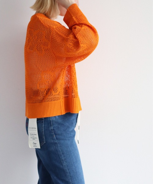cepo(セポ)の「フラワージャガードスカシアミニット(ニット/セーター・レディース・オレンジ/ライム/オフホワイト・M)」の19枚目の写真