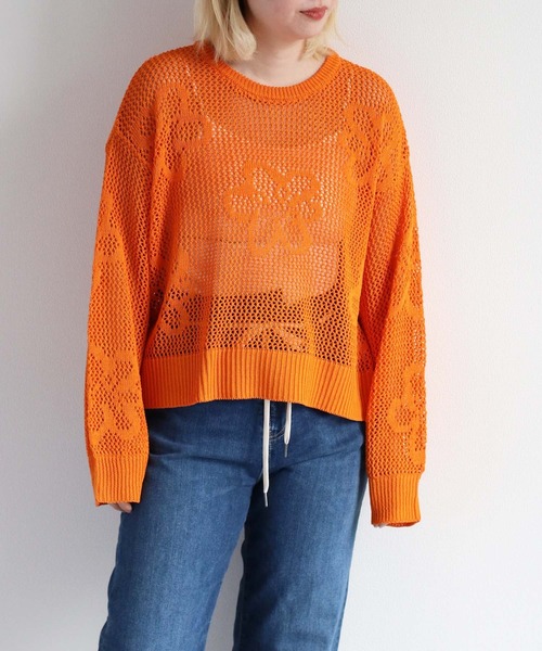cepo(セポ)の「フラワージャガードスカシアミニット(ニット/セーター・レディース・オレンジ/ライム/オフホワイト・M)」の18枚目の写真