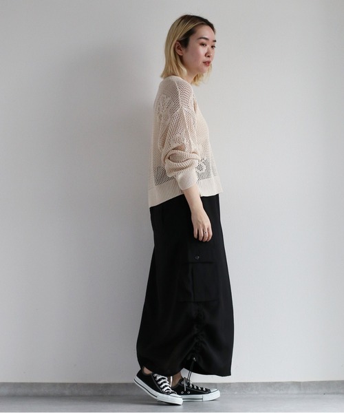 cepo(セポ)の「フラワージャガードスカシアミニット(ニット/セーター・レディース・オレンジ/ライム/オフホワイト・M)」の9枚目の写真