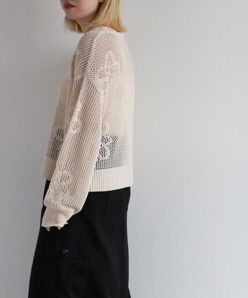 cepo(セポ)の「フラワージャガードスカシアミニット(ニット/セーター・レディース・オレンジ/ライム/オフホワイト・M)」の7枚目の写真