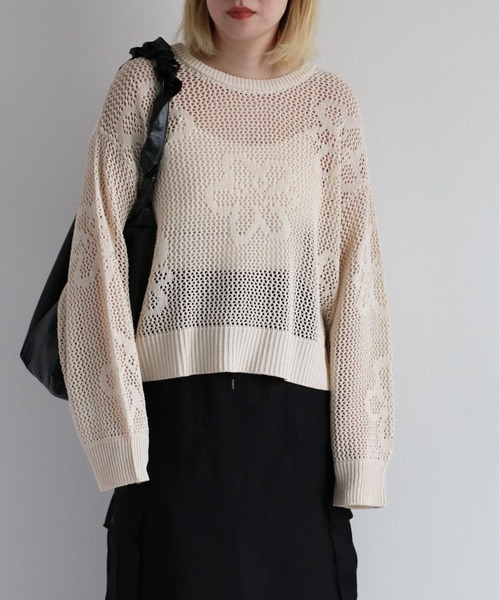 cepo(セポ)の「フラワージャガードスカシアミニット(ニット/セーター・レディース・オレンジ/ライム/オフホワイト・M)」の6枚目の写真