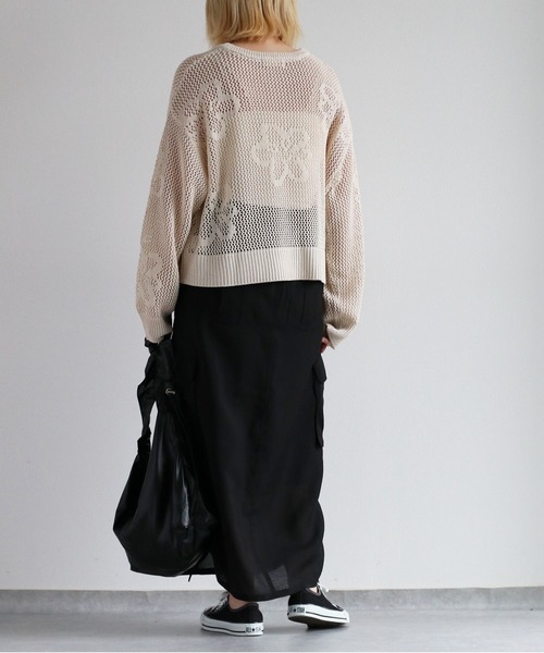 cepo(セポ)の「フラワージャガードスカシアミニット(ニット/セーター・レディース・オレンジ/ライム/オフホワイト・M)」の8枚目の写真