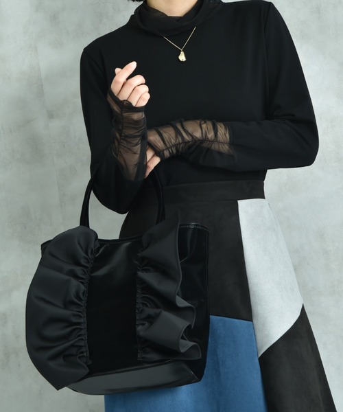 INTERPLANET（インタープラネット）の「フリルリボンＢＡＧ（トートバッグ・レディース・グレー/ブラック・フリー）」の8枚目の写真