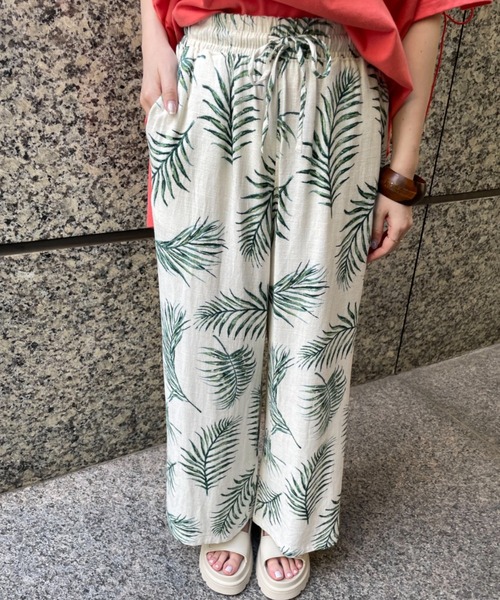 rbby ROSEBUD（アールビーバイローズバッド）の「【WEB・一部店舗限定】麻ブレンドワイドパンツ（その他パンツ・レディース・ホワイト/グリーン/ブラック/グレー/ブルー・FREE）」の4枚目の写真