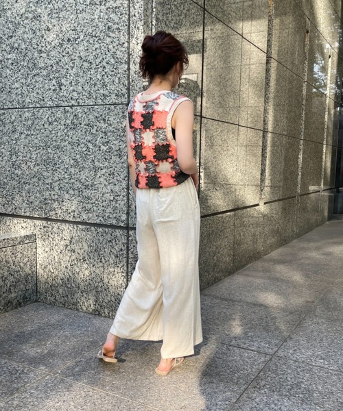 rbby ROSEBUD（アールビーバイローズバッド）の「【WEB・一部店舗限定】麻ブレンドワイドパンツ（その他パンツ・レディース・ホワイト/グリーン/ブラック/グレー/ブルー・FREE）」の8枚目の写真