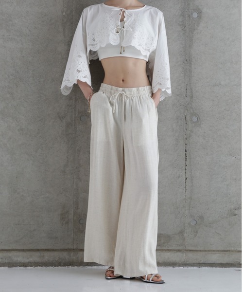 rbby ROSEBUD（アールビーバイローズバッド）の「【WEB・一部店舗限定】麻ブレンドワイドパンツ（その他パンツ・レディース・ホワイト/グリーン/ブラック/グレー/ブルー・FREE）」の17枚目の写真