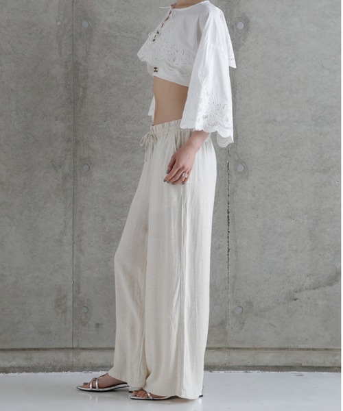 rbby ROSEBUD（アールビーバイローズバッド）の「【WEB・一部店舗限定】麻ブレンドワイドパンツ（その他パンツ・レディース・ホワイト/グリーン/ブラック/グレー/ブルー・FREE）」の18枚目の写真