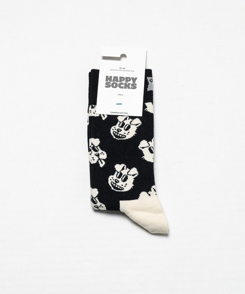Happy Socks（ハッピーソックス）の「【Happy Socks】 animal sock（ソックス/靴下・レディース・ライトブルー/ブラック/オレンジ/オフホワイト・MEDIUM/SMALL）」の2枚目の写真