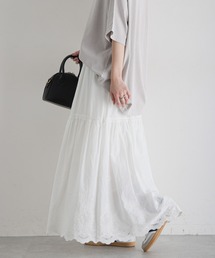 RAGEBLUE | コットンレース切替フレアロングスカート(スカート)