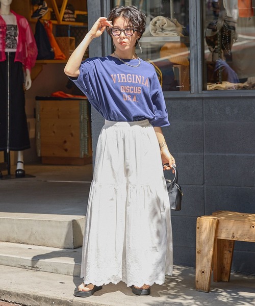 RAGEBLUE（レイジブルー）の「コットンレース切替フレアロングスカート（スカート・レディース・ブラック/ホワイト・FREE）」の4枚目の写真