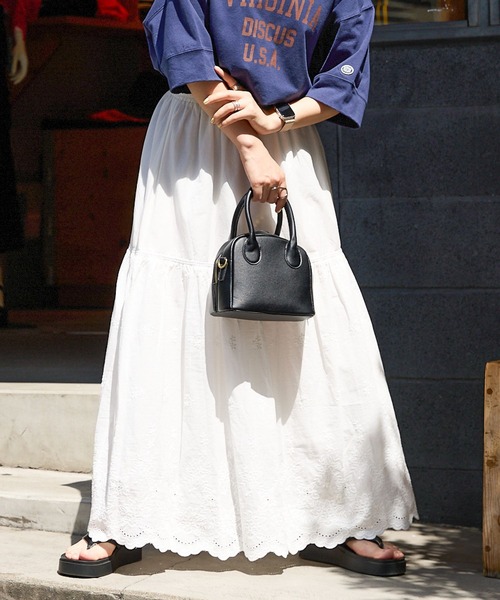 RAGEBLUE（レイジブルー）の「コットンレース切替フレアロングスカート（スカート・レディース・ブラック/ホワイト・FREE）」の11枚目の写真