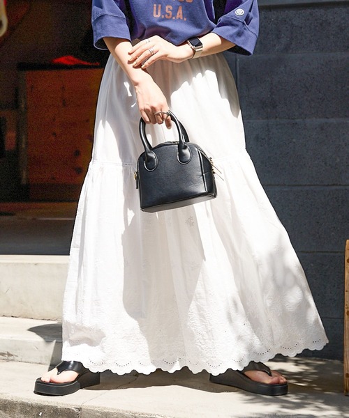 RAGEBLUE（レイジブルー）の「コットンレース切替フレアロングスカート（スカート・レディース・ブラック/ホワイト・FREE）」の12枚目の写真