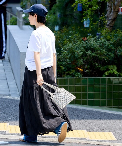 RAGEBLUE（レイジブルー）の「コットンレース切替フレアロングスカート（スカート・レディース・ブラック/ホワイト・FREE）」の14枚目の写真