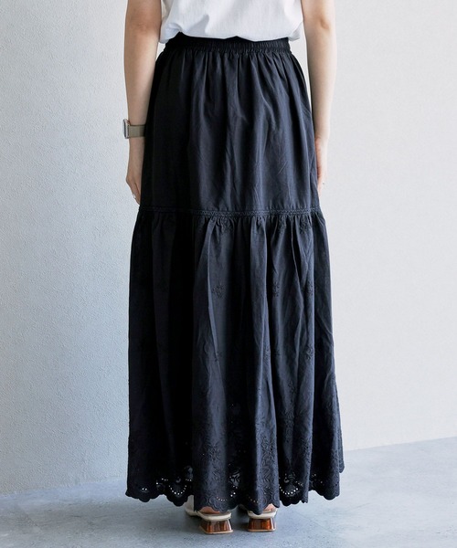 RAGEBLUE（レイジブルー）の「コットンレース切替フレアロングスカート（スカート・レディース・ブラック/ホワイト・FREE）」の18枚目の写真