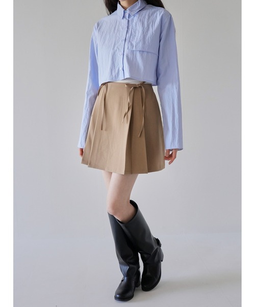 Uenui（ウニュイ）の「waste ribbon mini skirt（スカート・レディース・ベージュ/グレー/ホワイト・FREE）」の5枚目の写真