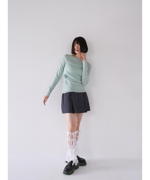 Uenui（ウニュイ）の「waste ribbon mini skirt（スカート・レディース・ベージュ/グレー/ホワイト・FREE）」の7枚目の写真