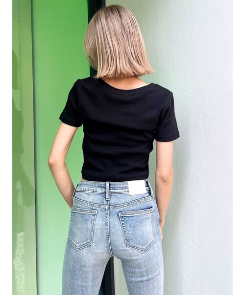 GYDA（ジェイダ）の「GLITTER GYDAショートTシャツ（Tシャツ/カットソー・レディース・オフホワイト/ブラック・FREE）」の16枚目の写真