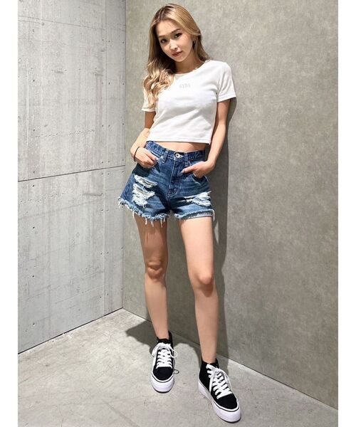 GYDA（ジェイダ）の「GLITTER GYDAショートTシャツ（Tシャツ/カットソー・レディース・オフホワイト/ブラック・FREE）」の8枚目の写真