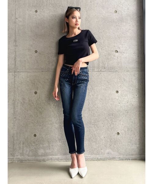 GYDA（ジェイダ）の「GLITTER GYDAショートTシャツ（Tシャツ/カットソー・レディース・オフホワイト/ブラック・FREE）」の19枚目の写真